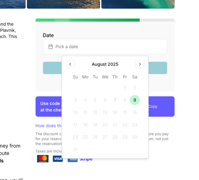 Tournée booking widget